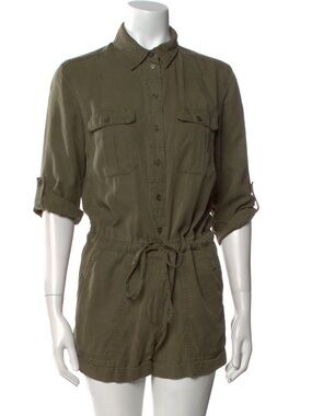pistola Olive Green Utility Romper with Roll-Tab Sleeves